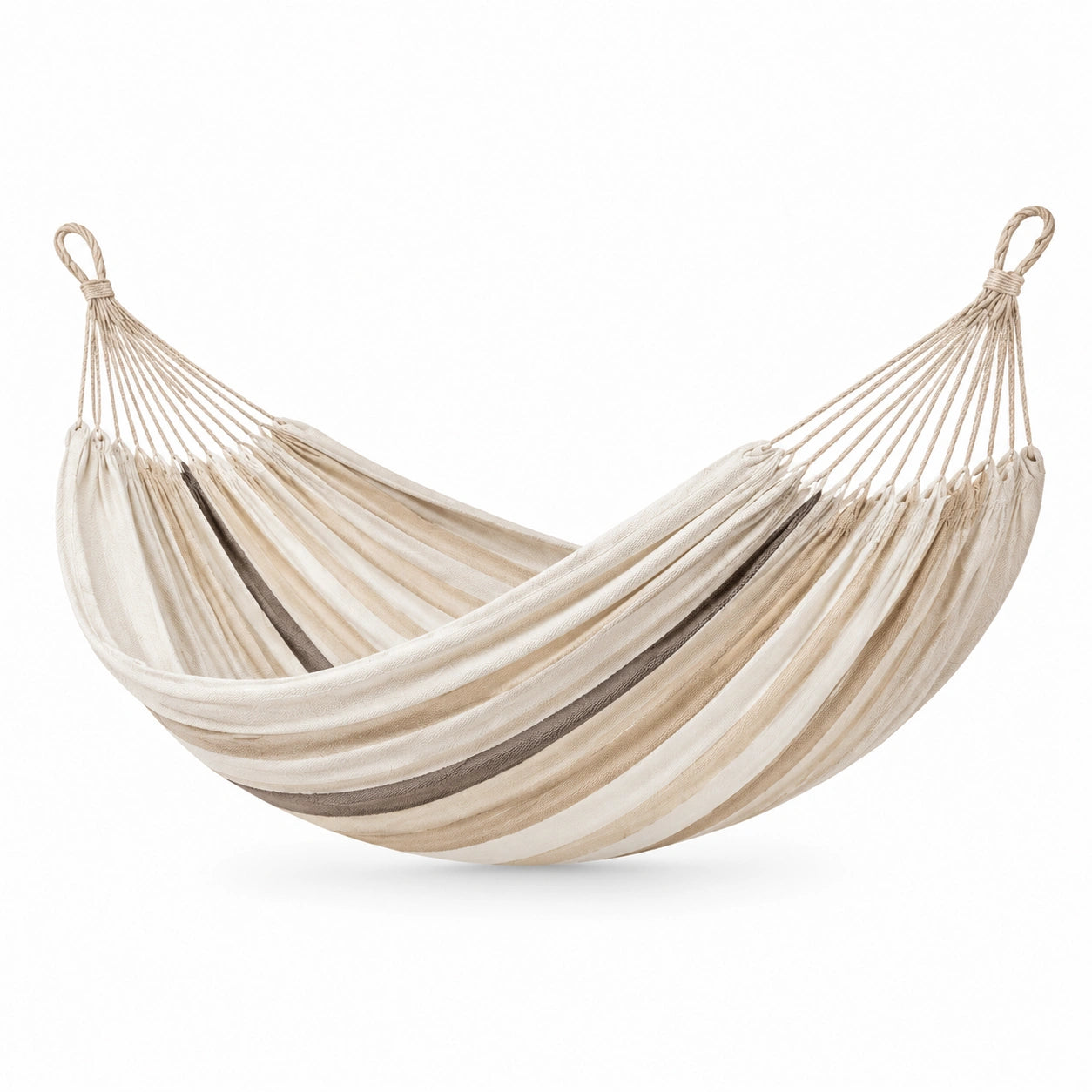Hamac en Coton Rayé Beige/Marron