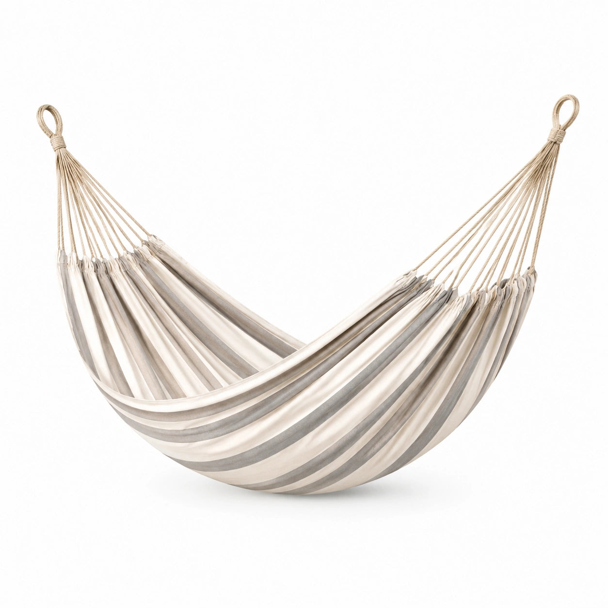 Hamac en tissu coton rayé beige/gris