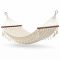 Hamac en coton écru avec barres en bois de hêtre 200x150 cm