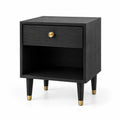 Table de chevet en bois noir avec métal, 45x35x60 cm