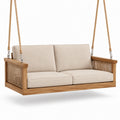 Balancelle en bois avec coussins en polyester beige