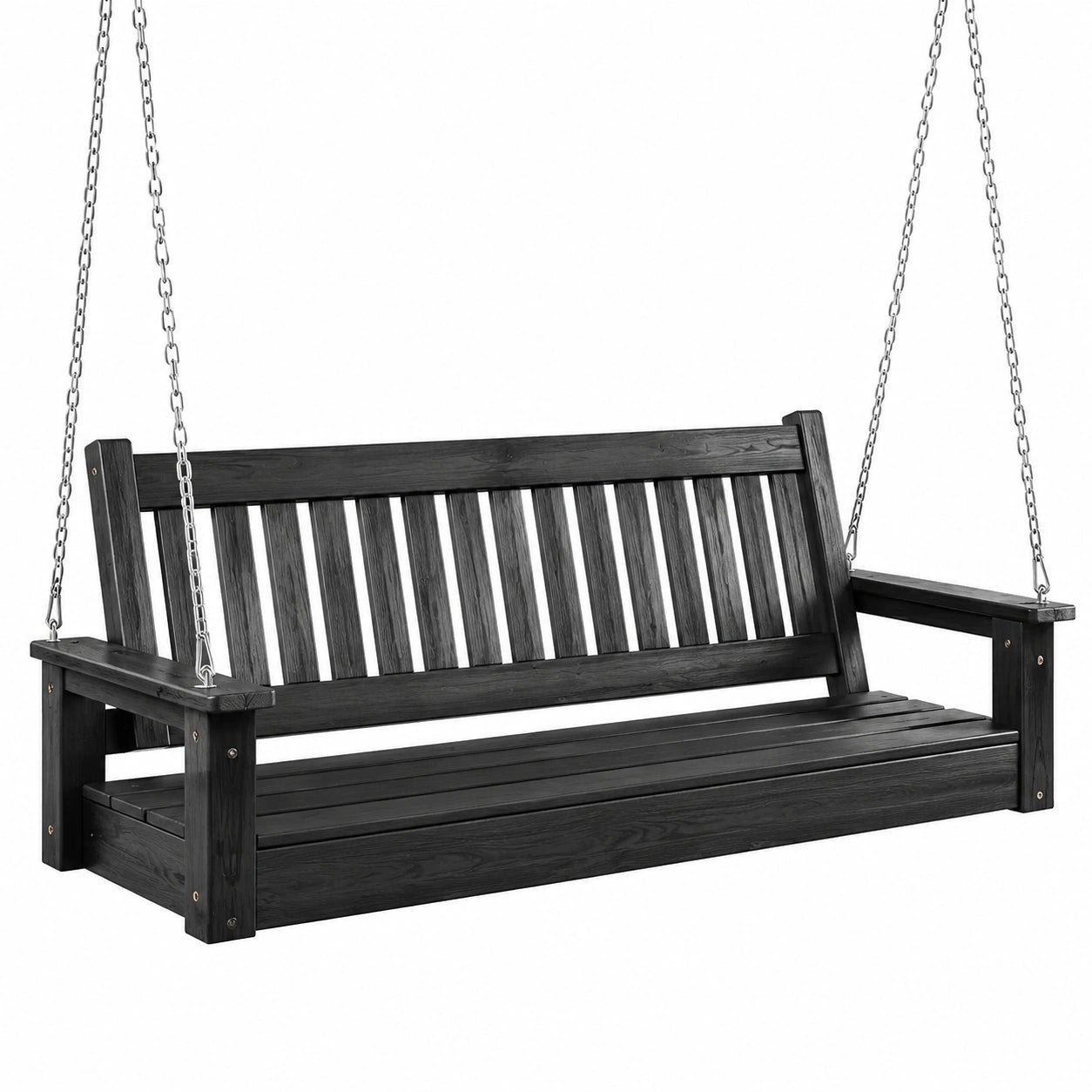 Balancelle suspendue en bois et métal noir