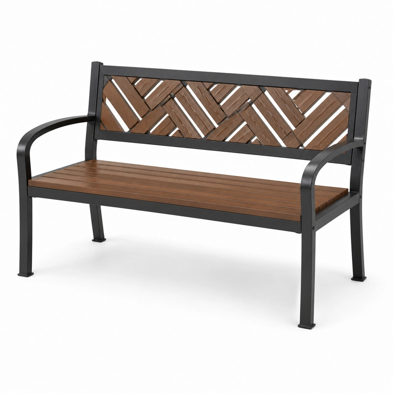 Banc de jardin en bois et métal brun/noir