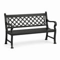 Banc en métal noir avec dossier décoratif