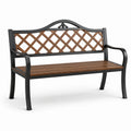 Banc de jardin en métal et bois de sapin 128 cm marron/noir