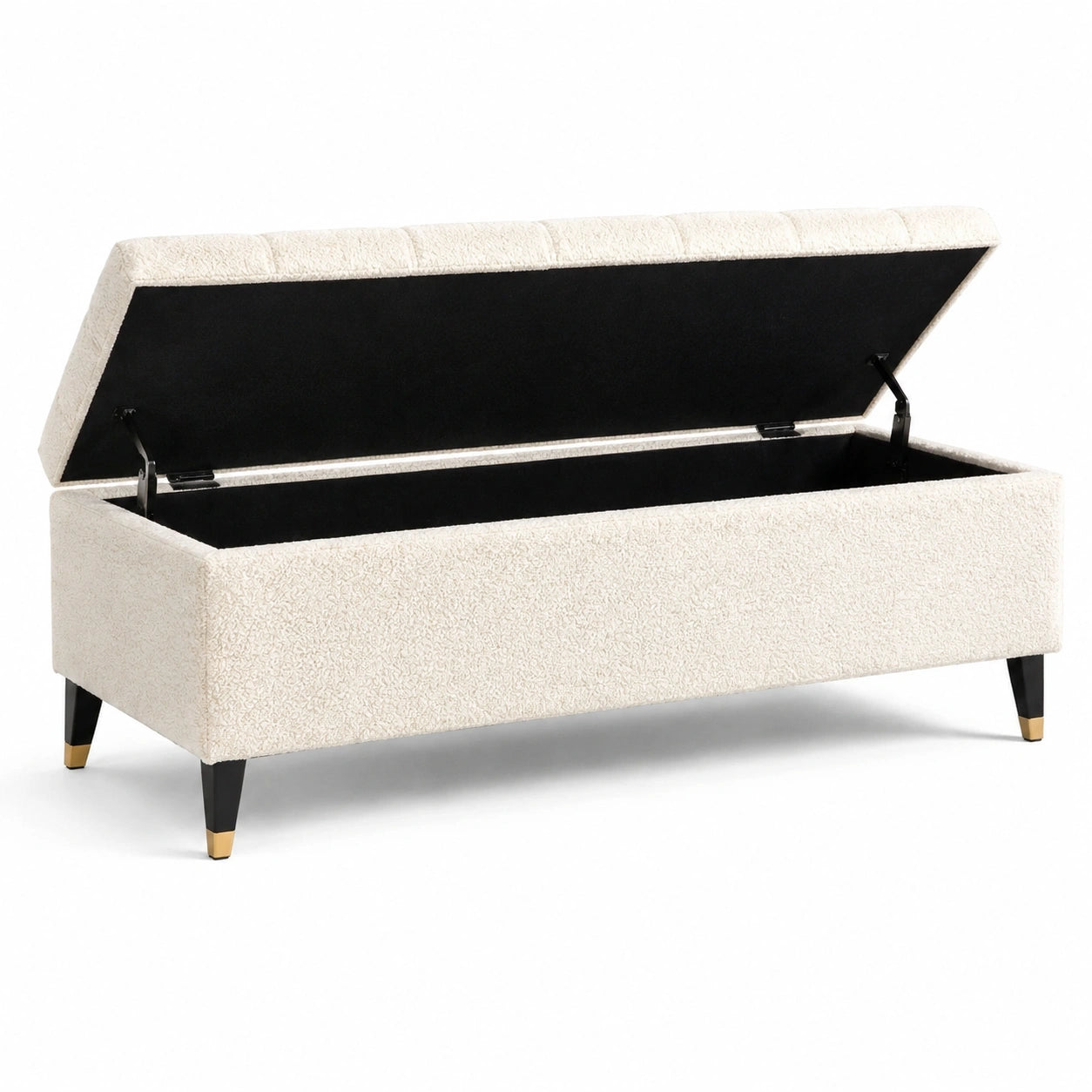 Banc de rangement en tissu bouclé avec compartiment 120 cm