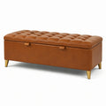 Banc en cuir synthétique avec pieds en métal doré 130x45x45 cm marron