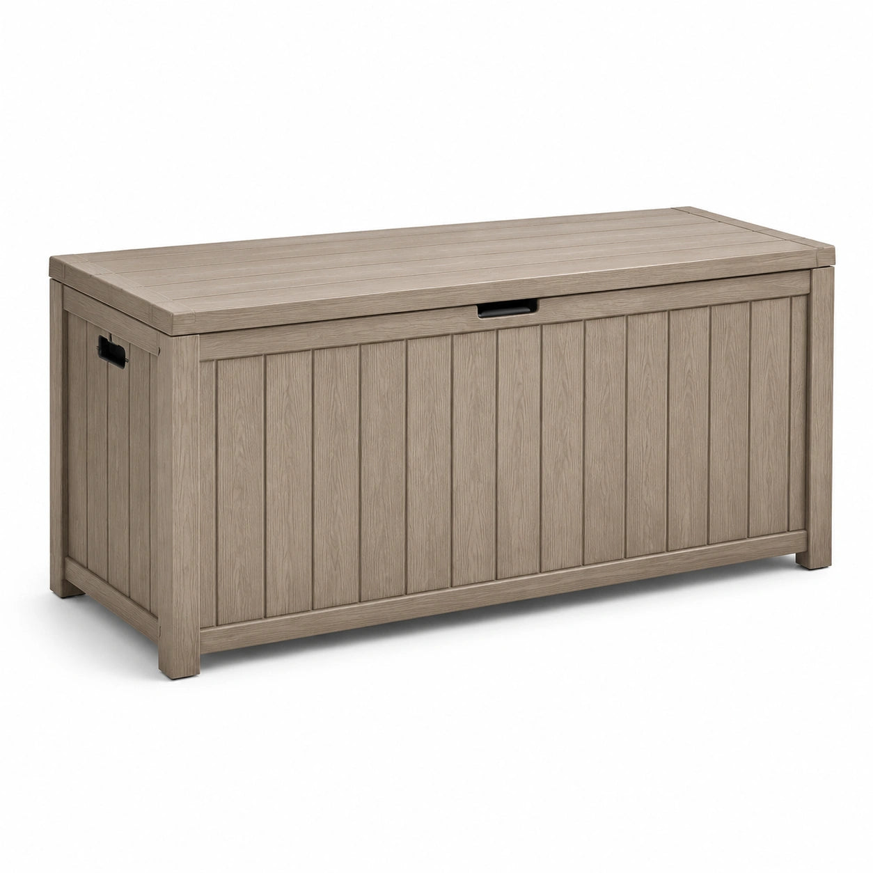 Coffre de rangement en bois composite gris 120x50x60cm