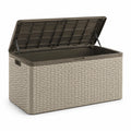Coffre de rangement extérieur en plastique 117x57x45 cm beige/marron
