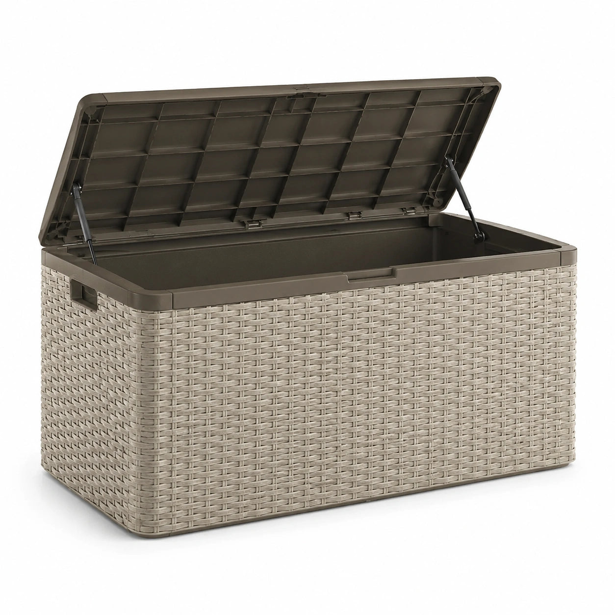 Coffre de rangement extérieur en plastique 117x57x45 cm beige/marron