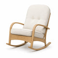 Fauteuil à bascule en bois de chêne et tissu polyester beige